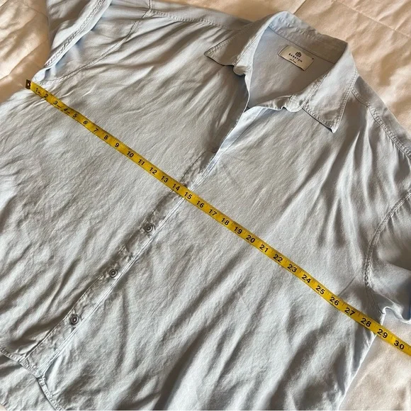Aritzia Babaton Archive Linen Blue Shirt Oversized Linen Blend Button-Up X-Large - Picture 12 of 13